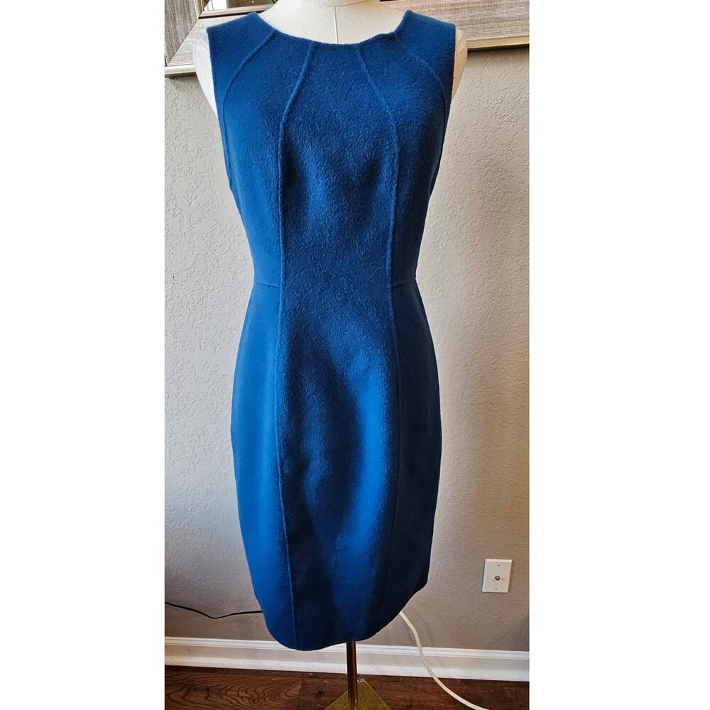 Talbots Double Face Soft Wool Blend Shift Mini Dress Women Size 2 Deep Teal Blue